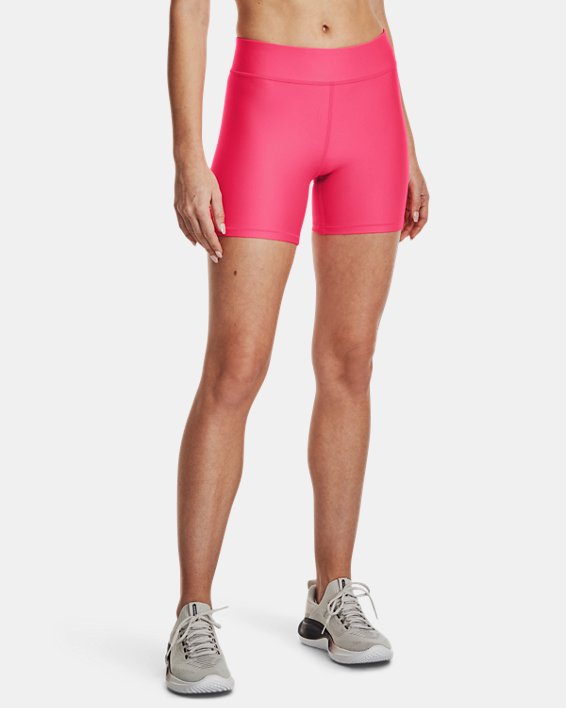 Women's HeatGear® Mid-Rise Middy Shorts, Pink, pdpMainDesktop image number 0